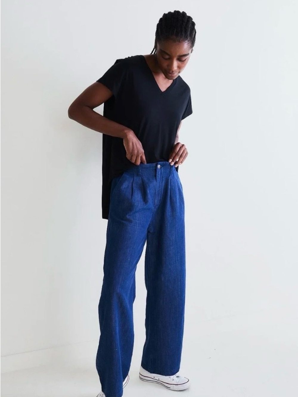 Ruti Ebb and Flow Wide Leg Denim Pants Dark Wash Size 1 Cotton Linen EUC - Picture 14 of 14